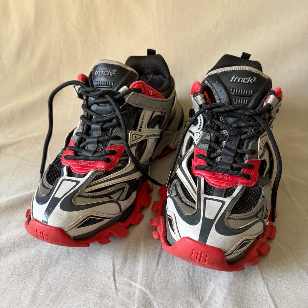 Balenciaga Track 2 Men's Red and Black Sneakers - Picture 6 of 12